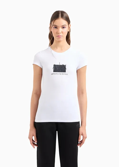 Armani Exchange donna t-shirt 3DYT51 YJETZ 1000 Bianco