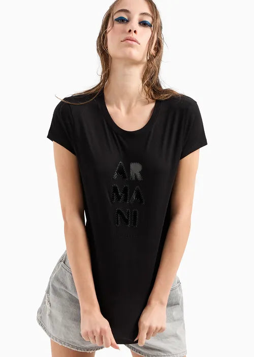 armani exchange donna t-shirt 6DYT39 YJ3RZ 1200 Nero