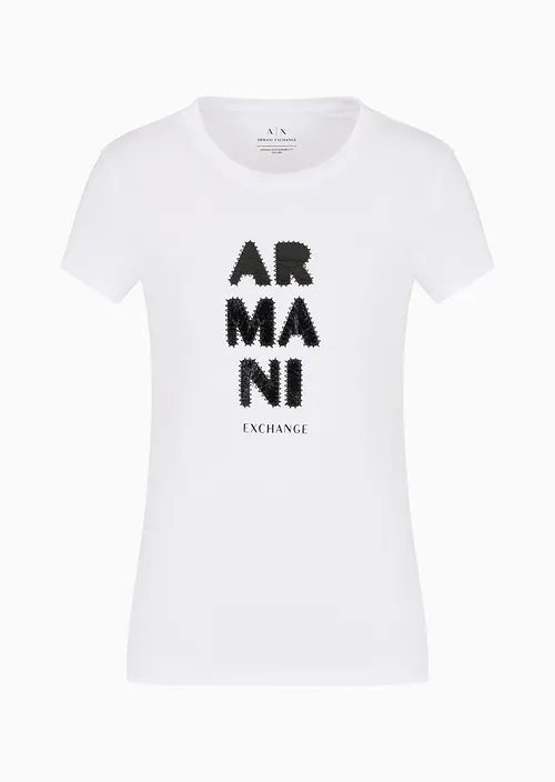 armani exchange donna t-shirt 6DYT39 YJ3RZ 1000 Bianco