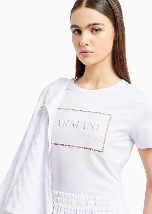 Armani Exchange donna t-shirt 3DYT59 YJ3RZ 1000 Bianco