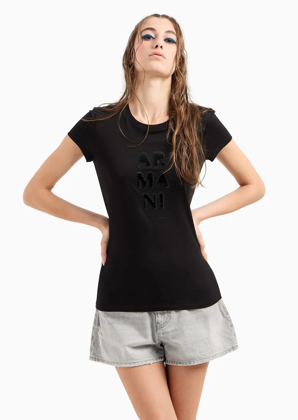 armani exchange donna t-shirt 6DYT39 YJ3RZ 1200 Nero