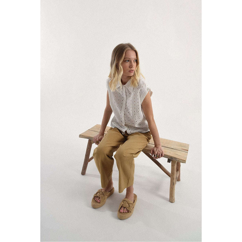 Molly Bracken Donna Camicia Giromanica Pizzo Bianca LAR164BP