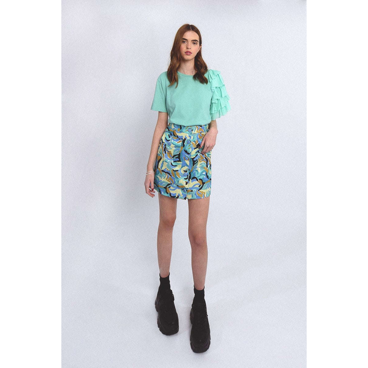 Molly Bracken Donna T-shirt Menta Voilant Top EL132BP