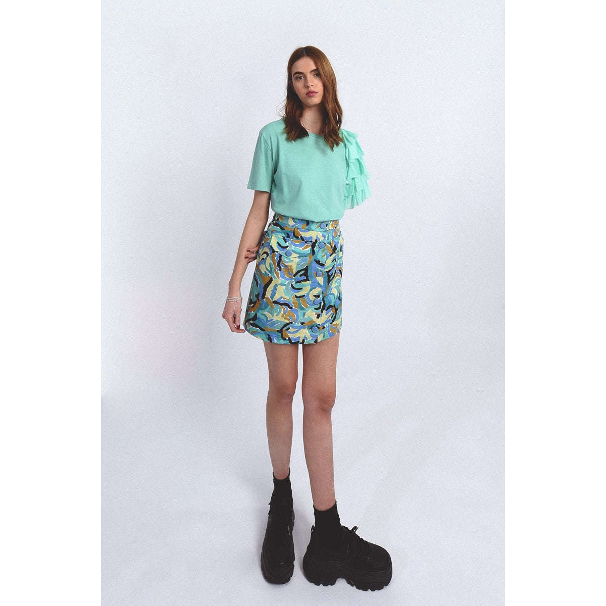 Molly Bracken Donna T-shirt Menta Voilant Top EL132BP