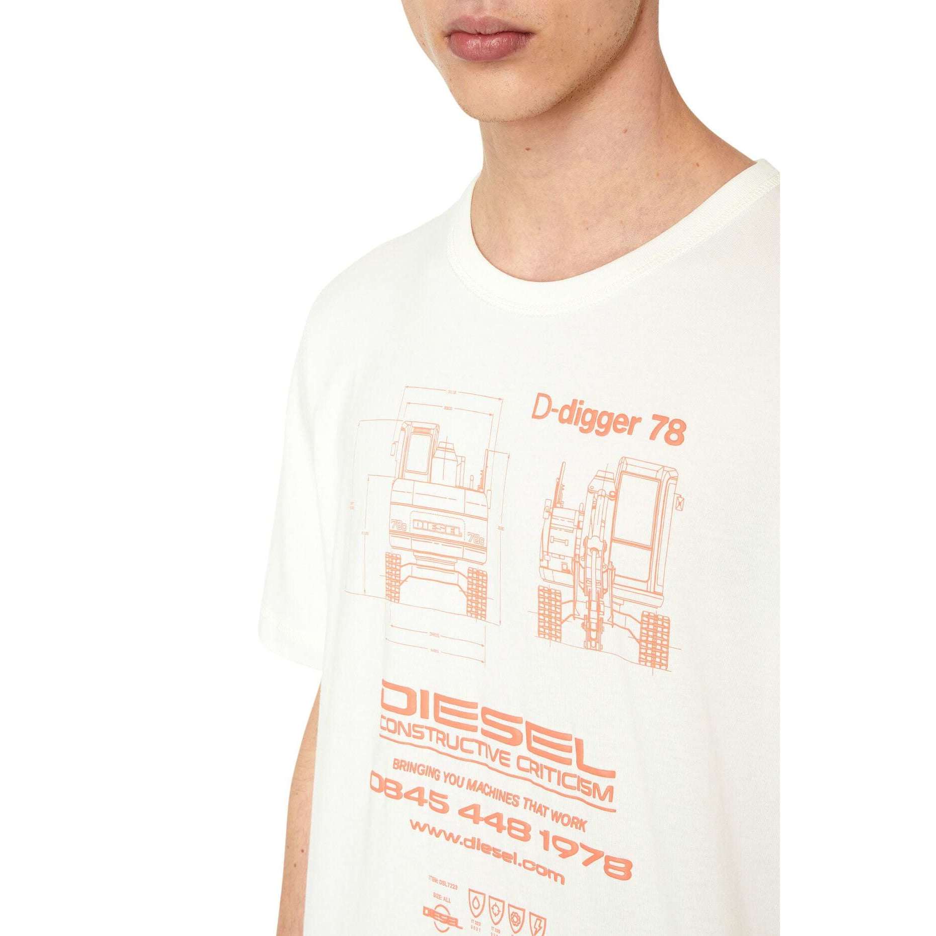 Diesel Uomo T-shirt t-just.slits-g1 BIANCA A09031-0CJAC