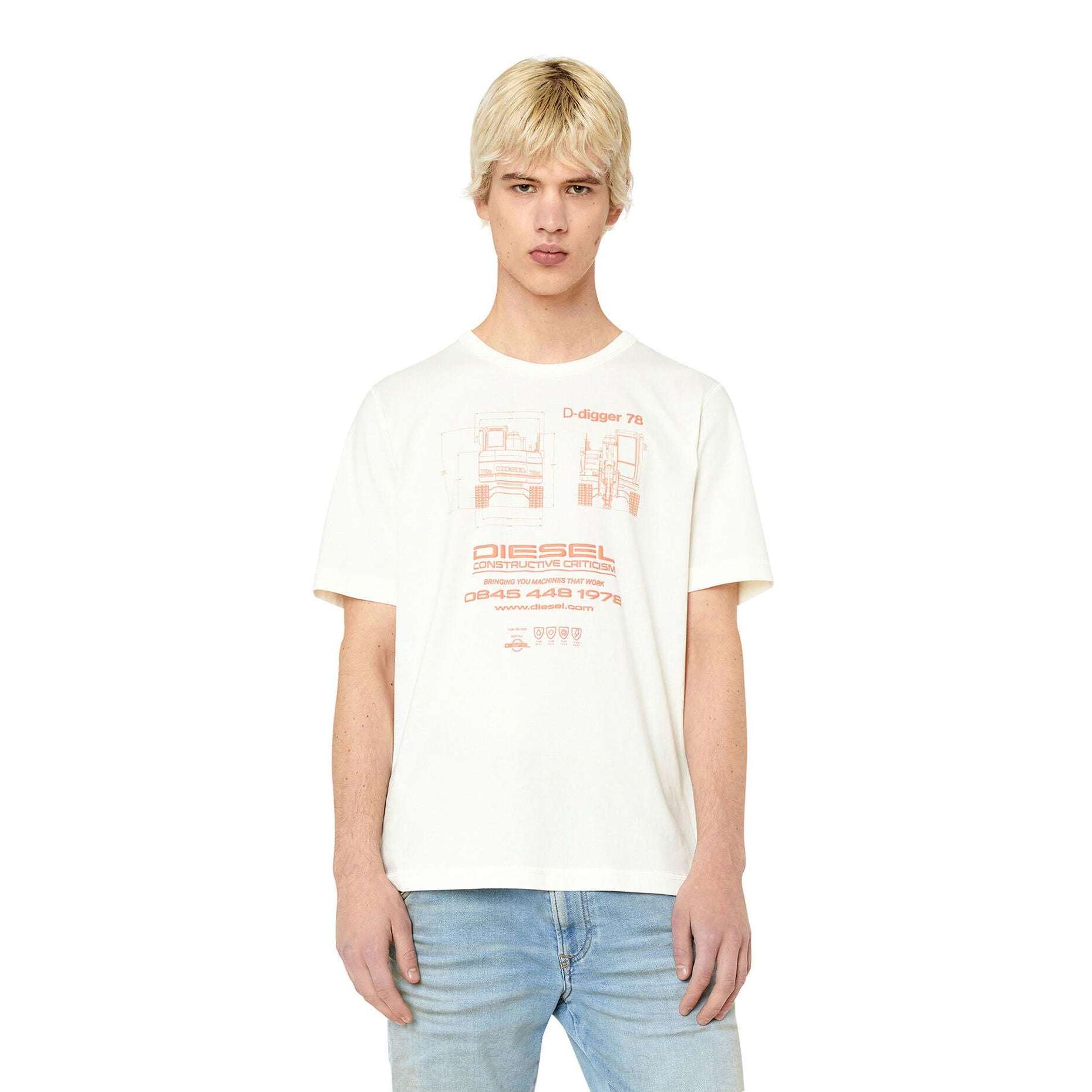 Diesel Uomo T-shirt t-just.slits-g1 BIANCA A09031-0CJAC