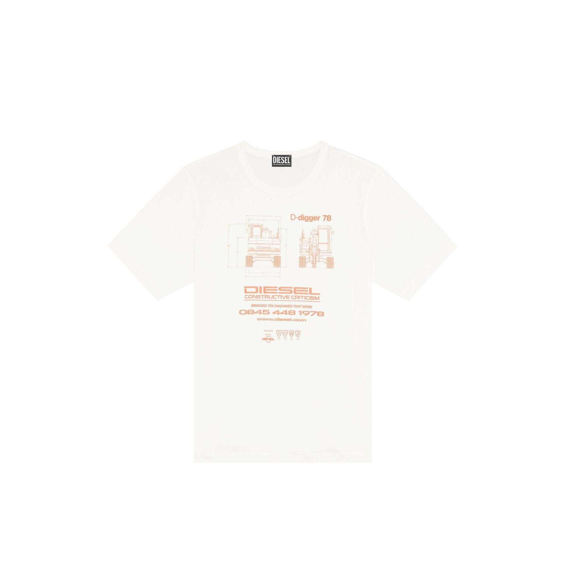 Diesel Uomo T-shirt t-just.slits-g1 BIANCA A09031-0CJAC