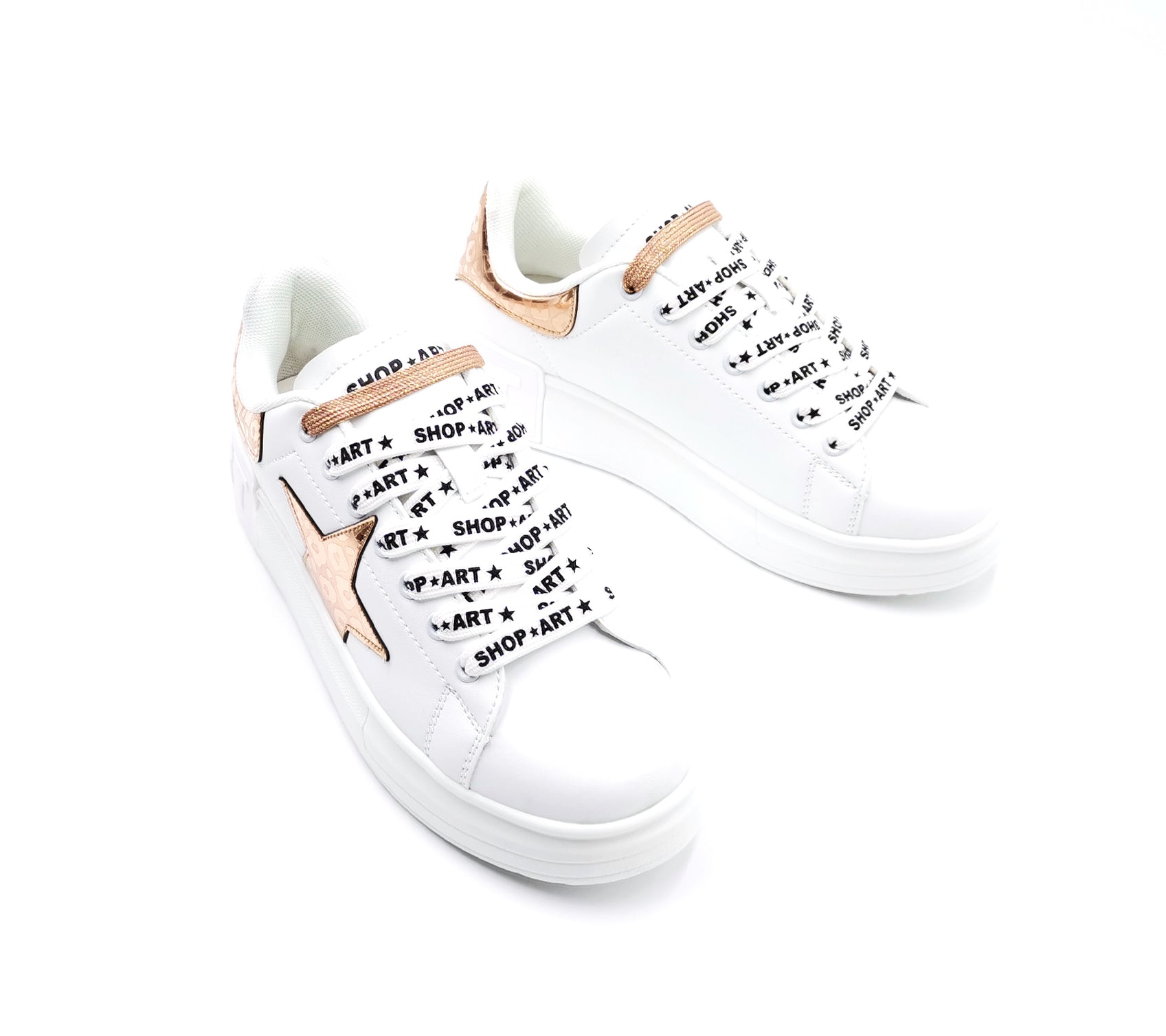 Shop Art Donna Scarpa Sneakers Kim Bianco e Oro SASS230210