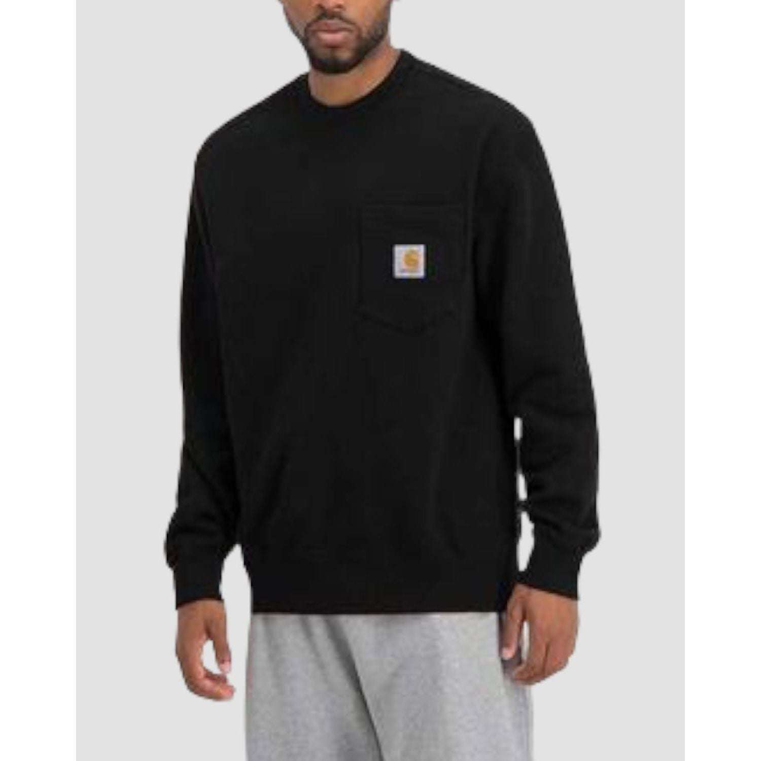 Carhartt Felpa Uomo Girocollo Manica Lunga Sweatshirt Nera