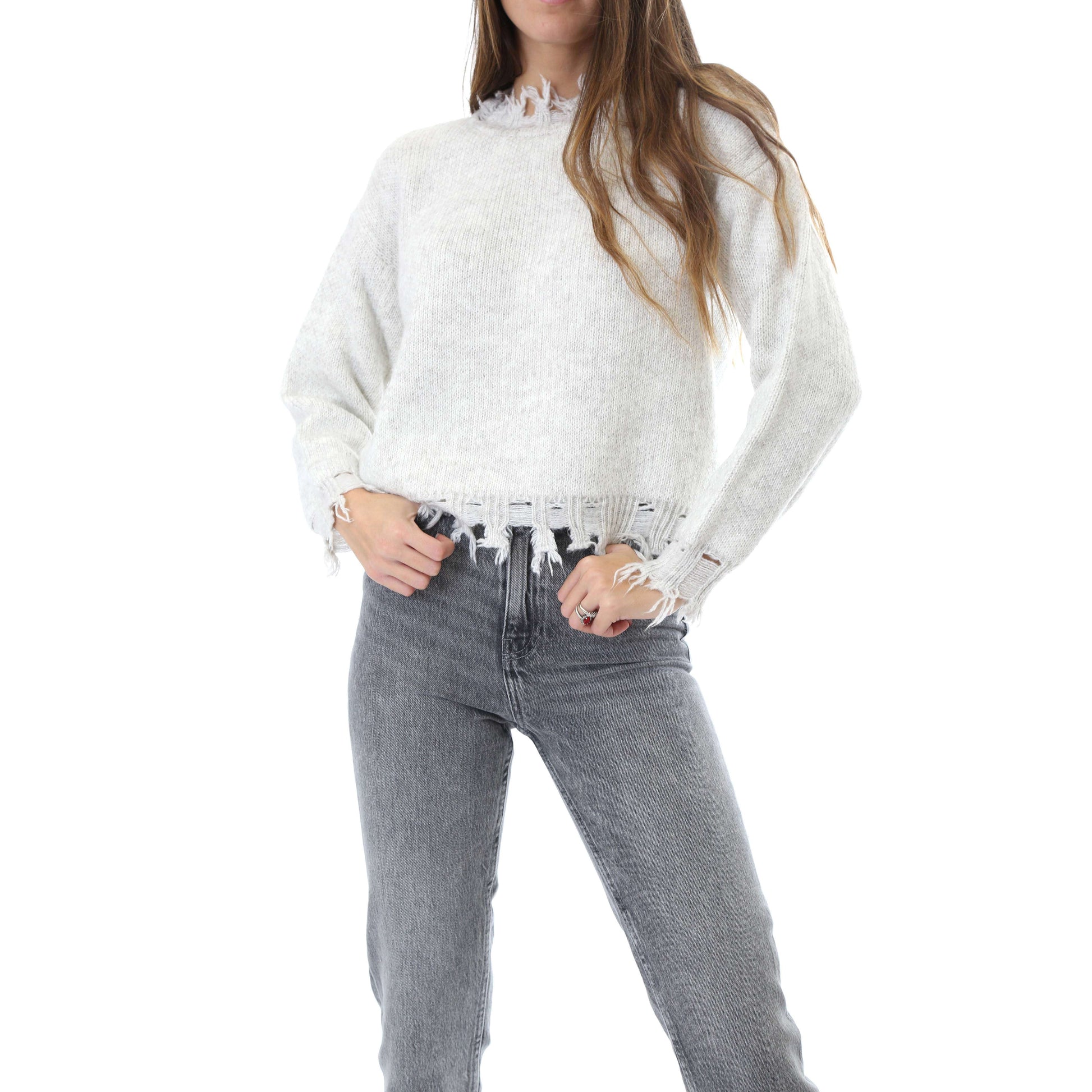 Fabrik London Donna Maglia Pullover Girocollo Shelby White