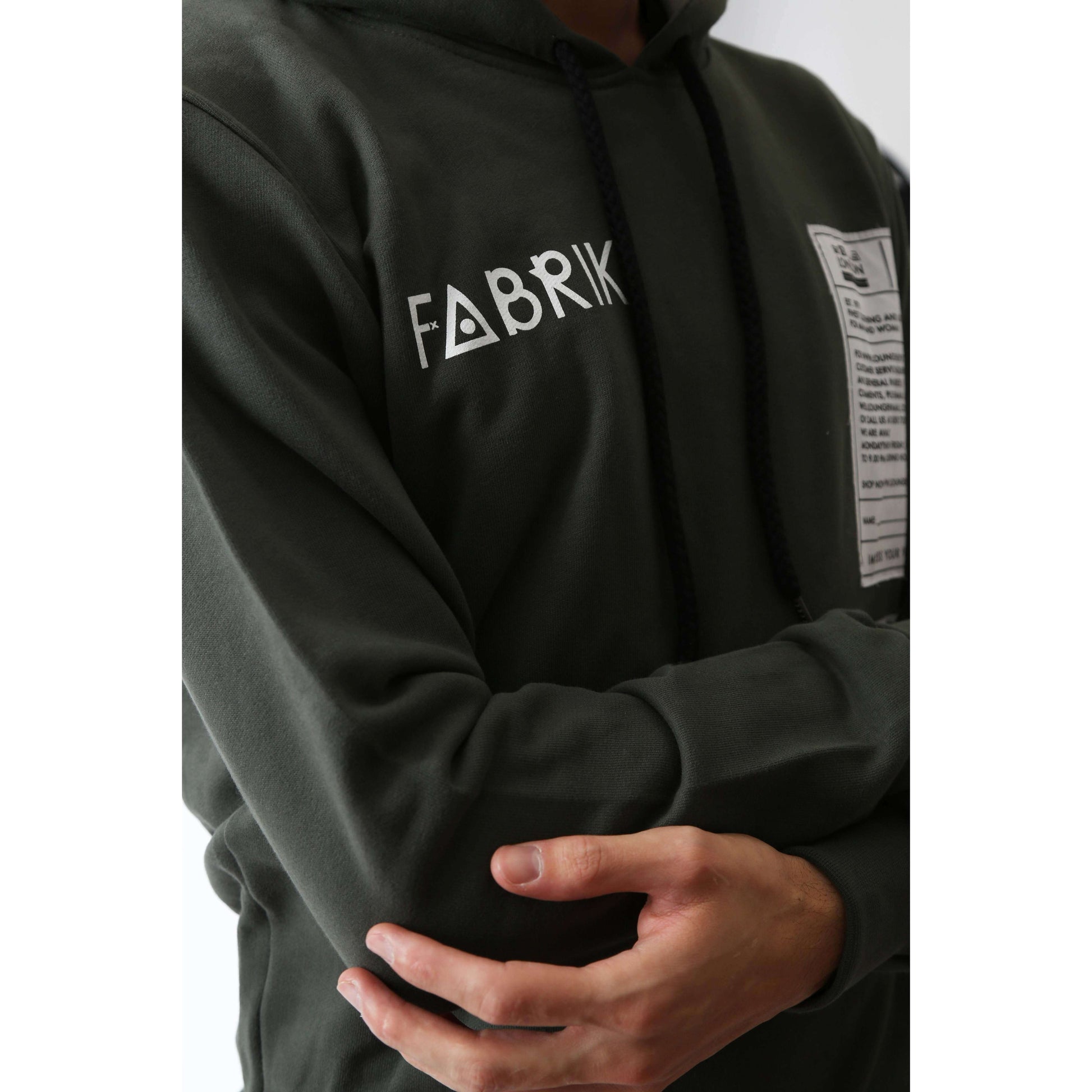 Fabrik London Uomo Felpa Manica Lunga Con Cappuccio e Toppe Sweatshirt Patchwork Green