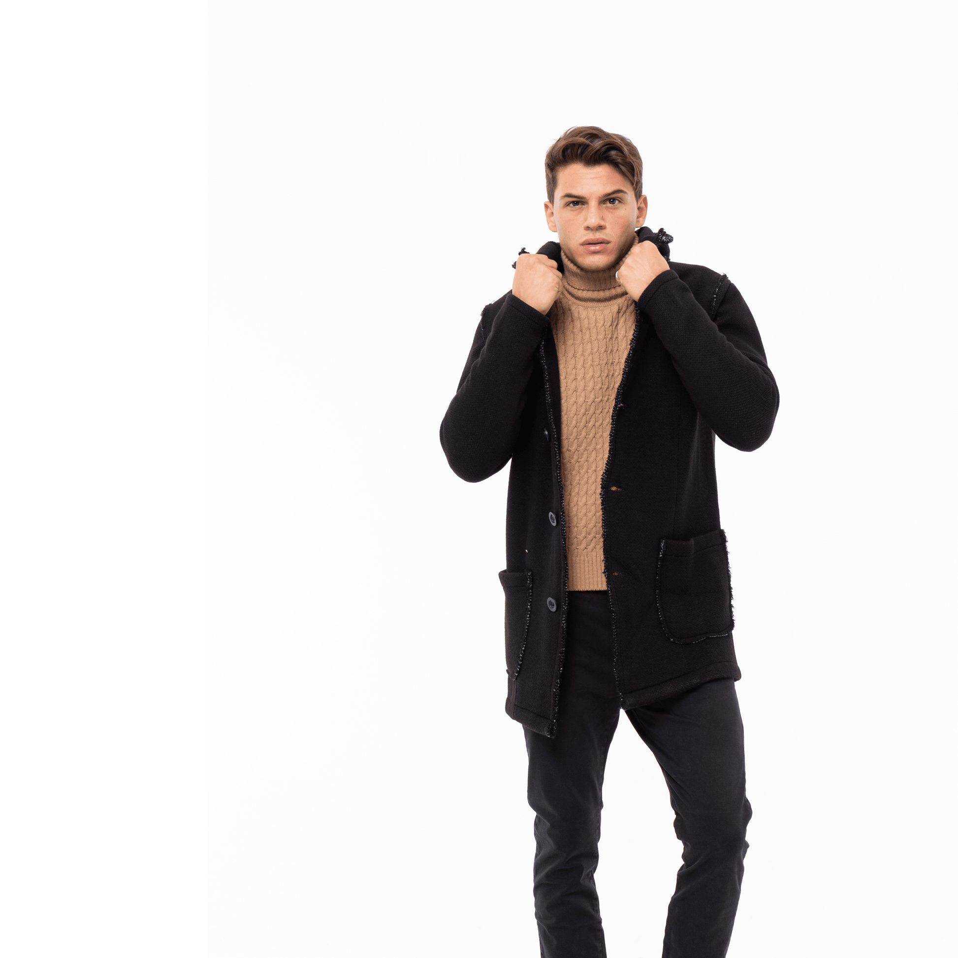Gold Rush Uomo Cappotto In Maglia Okla Coat Black
