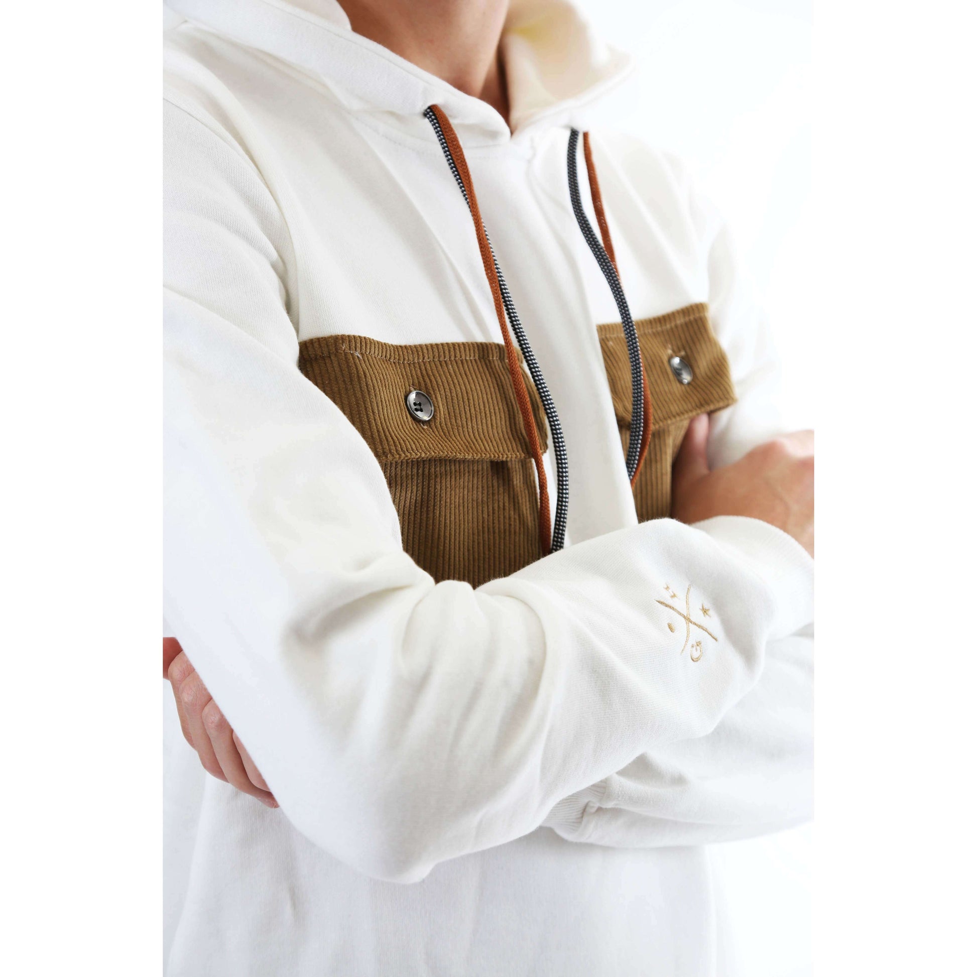 Gold Rush Uomo Felpa Con Cappuccio Hooded Sweatshirt Tasche White