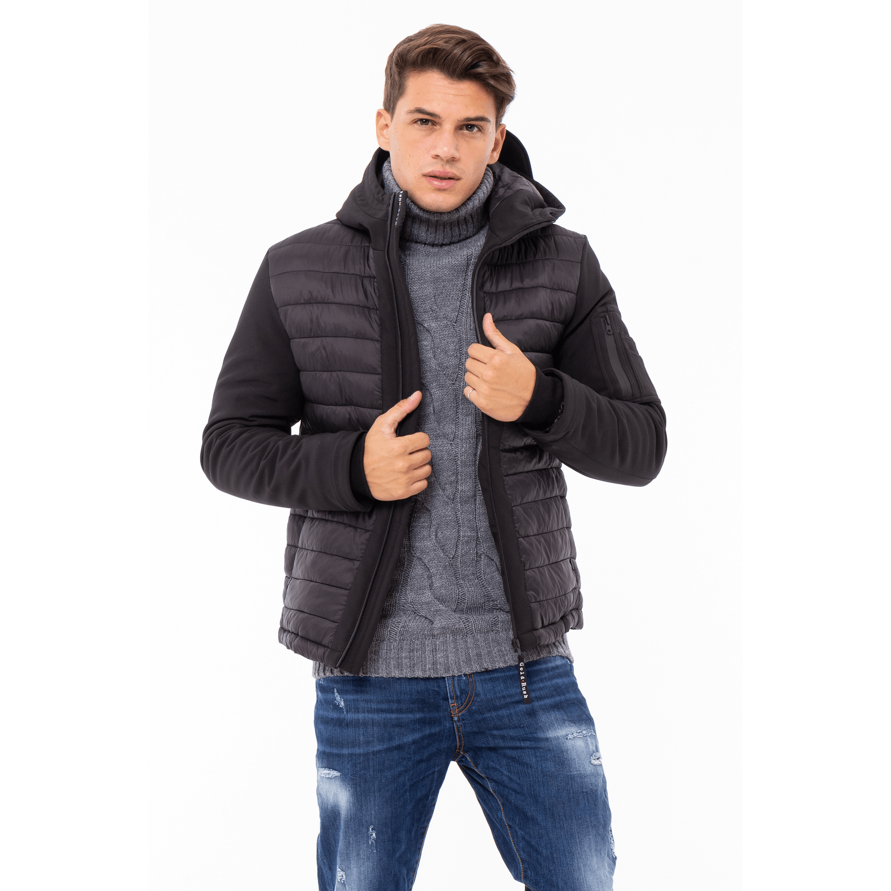 Gold Rush Uomo Giubbino Gore Imbottito Con Cappuccio Hooded Winter Jacket