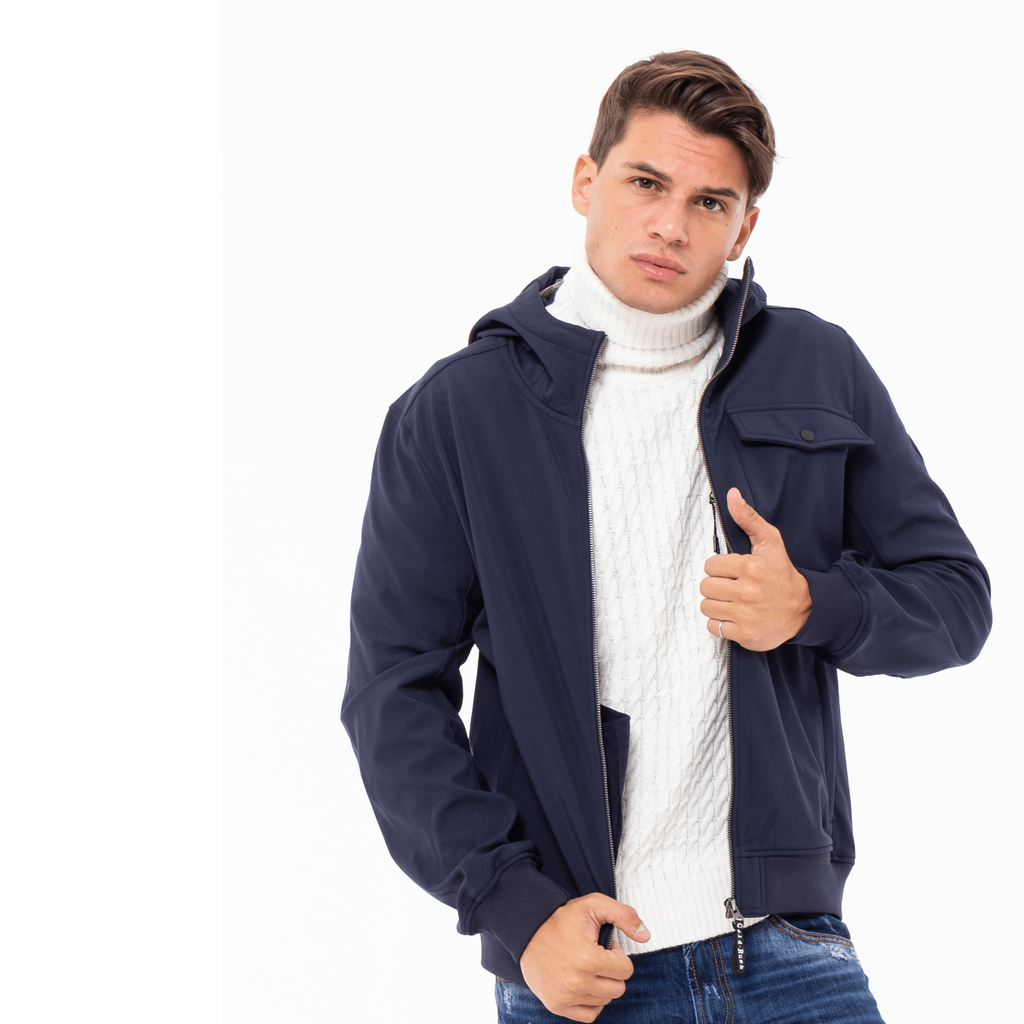 Gold Rush Uomo Giubbino New Gasoline Con Cappuccio Hooded Winter Jacket Blue