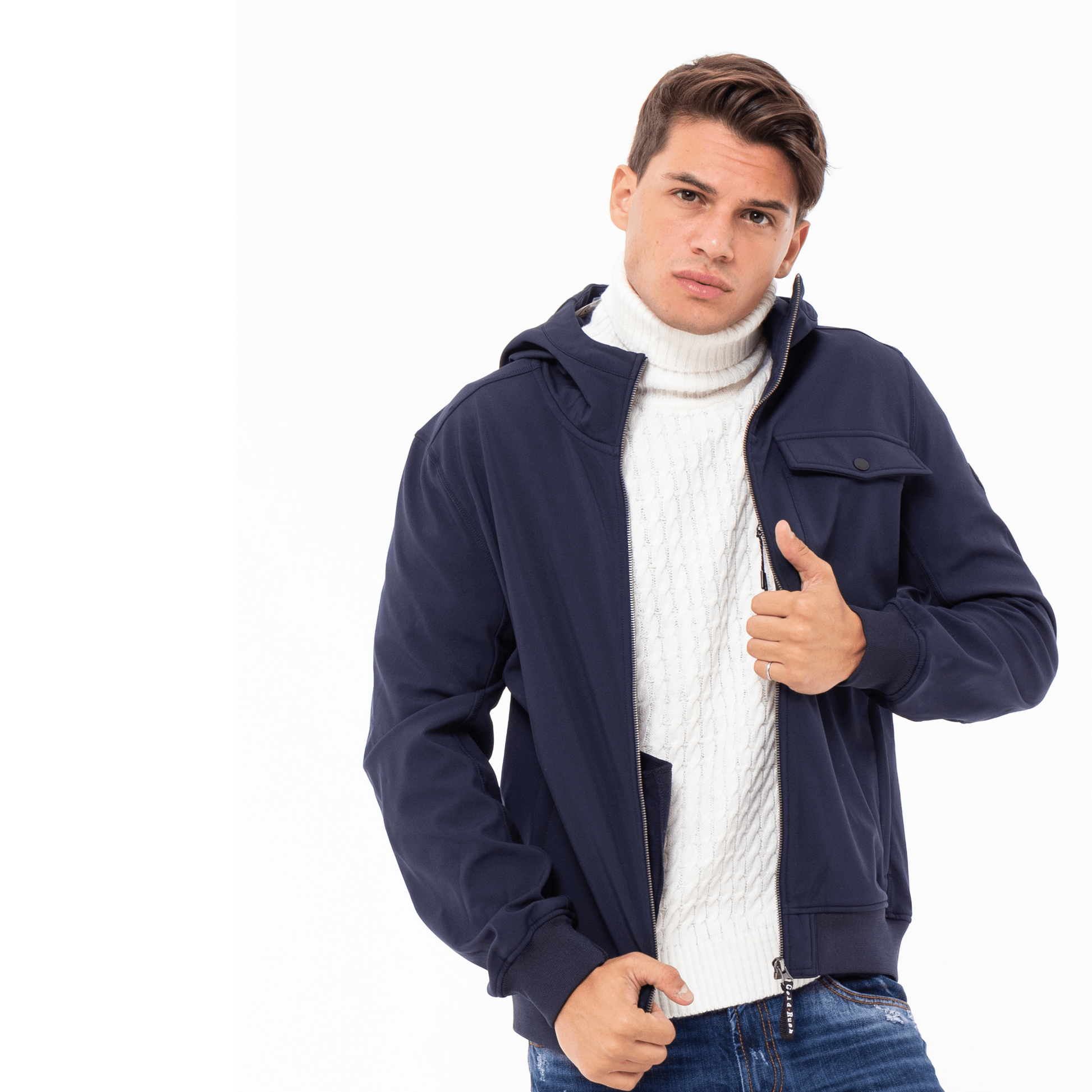 Gold Rush Uomo Giubbino New Gasoline Con Cappuccio Hooded Winter Jacket Blue