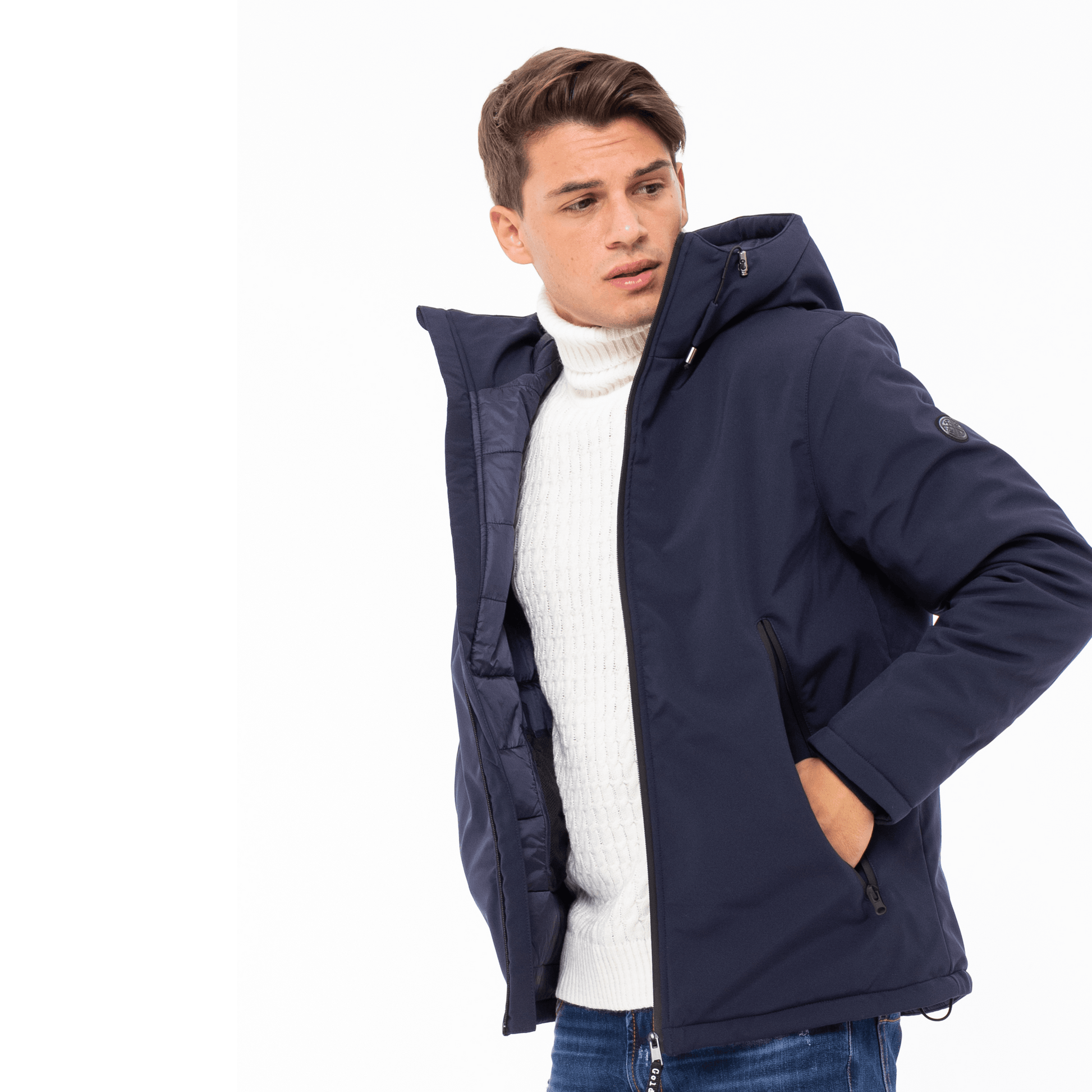 Gold Rush Uomo Giubbino New Great Imbottito Con Cappuccio Hooded Winter Jacket Black