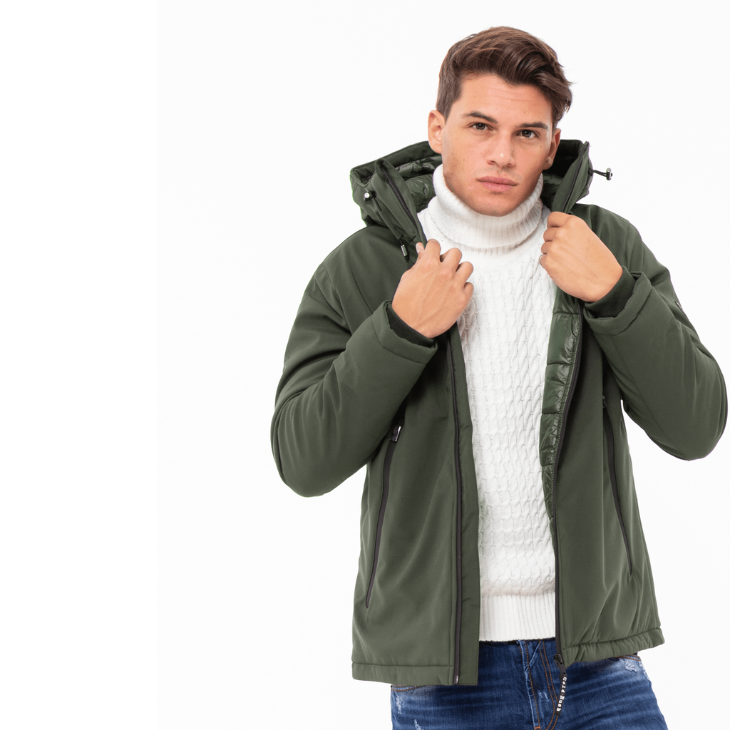 Gold Rush Uomo Giubbino New Great Imbottito Con Cappuccio Hooded Winter Jacket Green