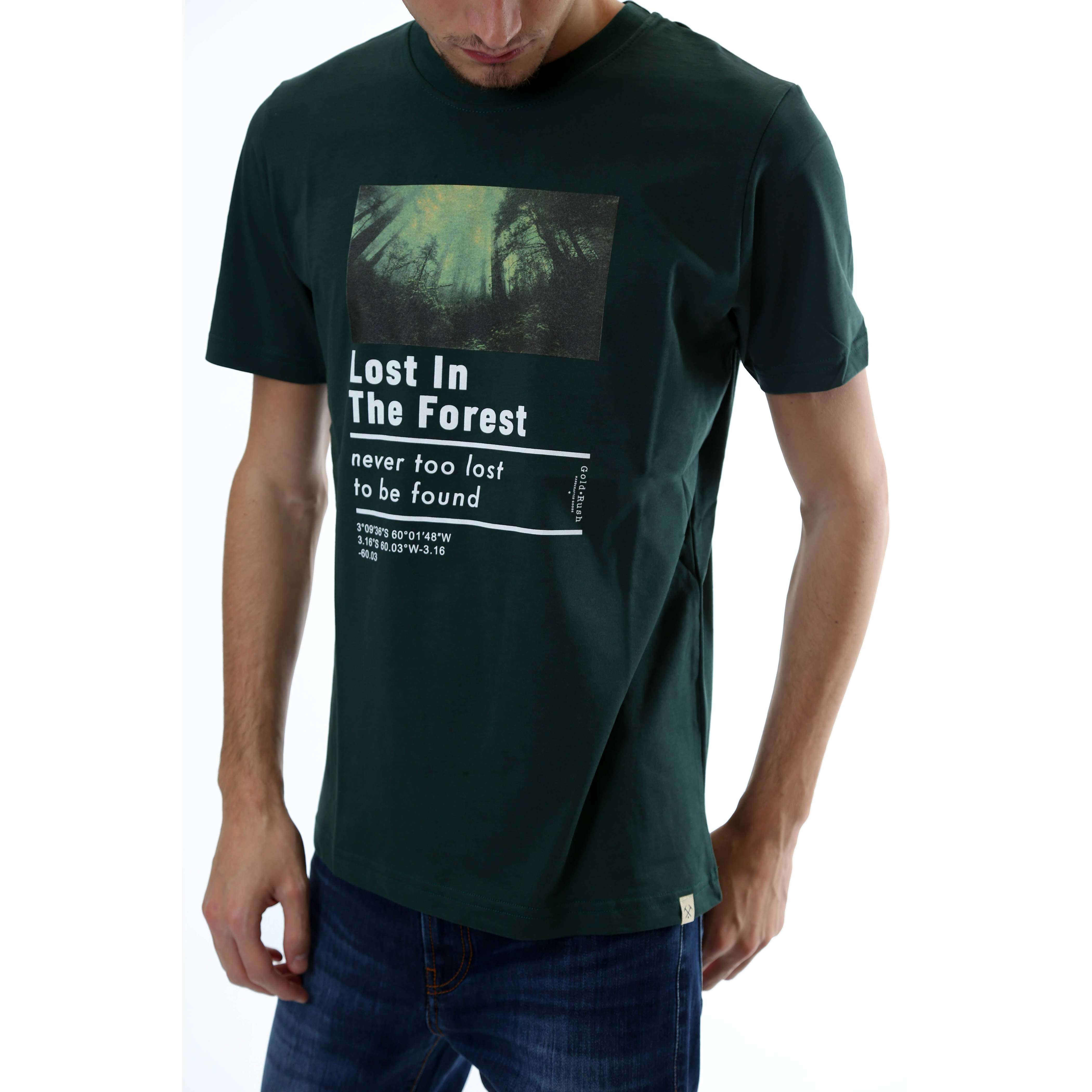 Gold Rush Uomo T-Shirt Stampa Forest Green