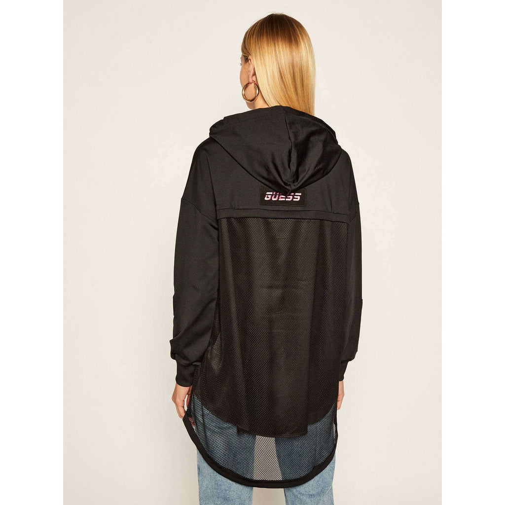 Guess Donna Felpa Oversized Manica Lunga Con Cappuccio Patchwork