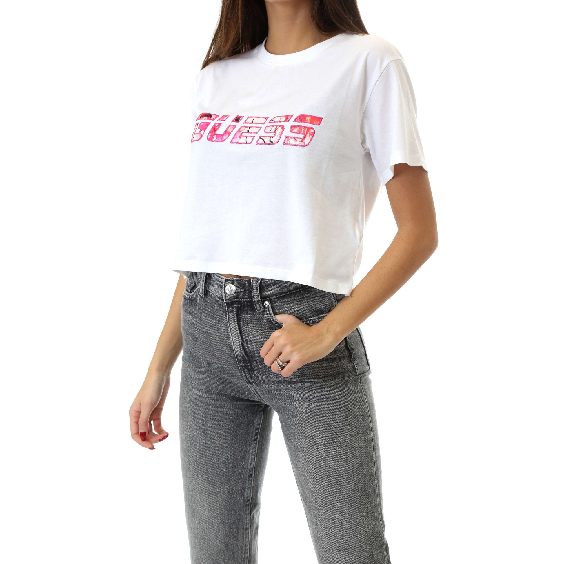 Guess Donna T-Shirt Manica Corta Logo Frontale Pink – LOUNGE SHOP