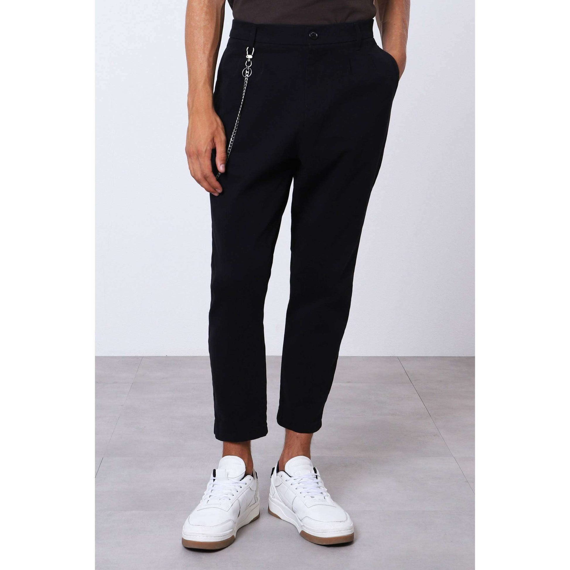 Imperial Uomo Pantalone Carrot Slim Gamba Dritta Con Risvolto Black
