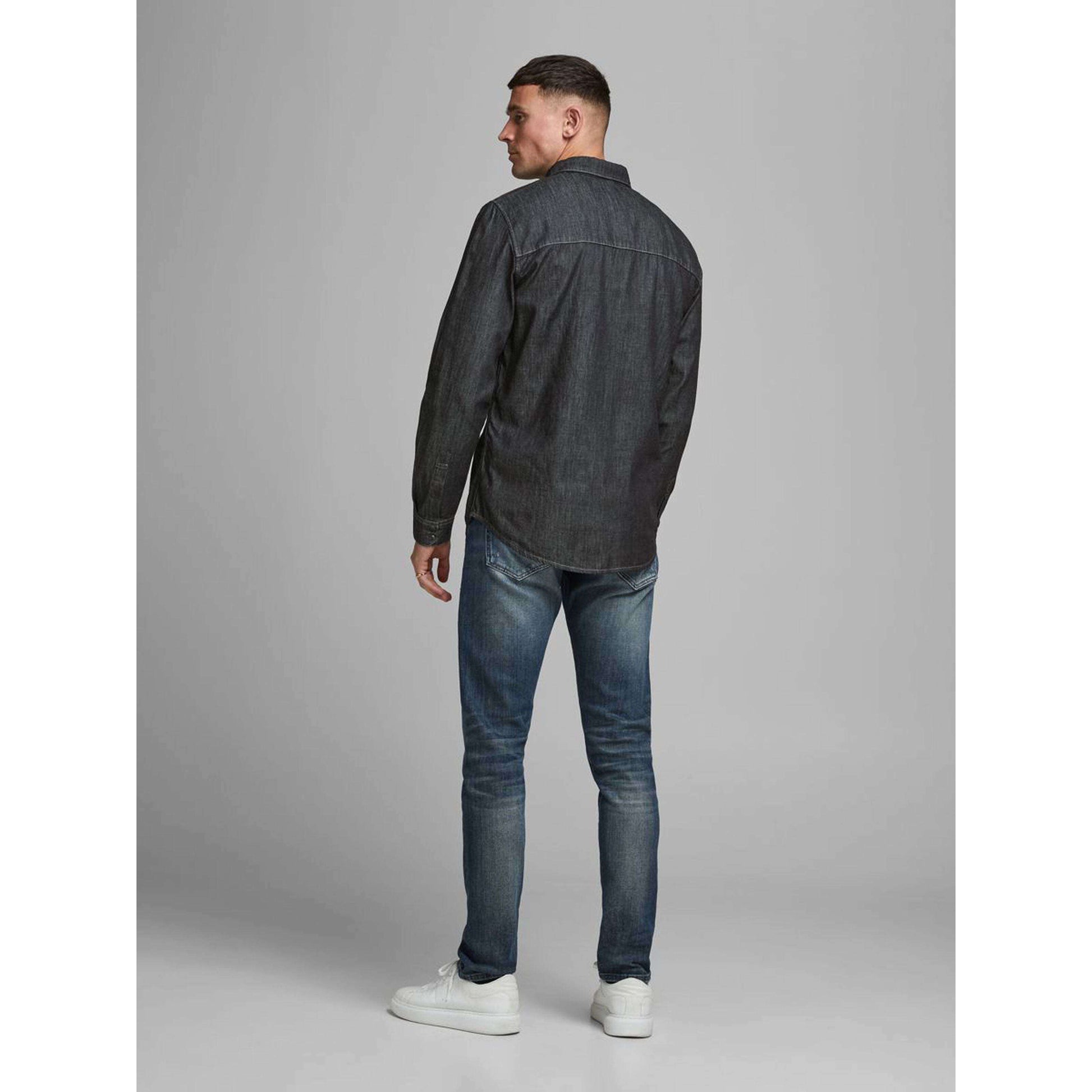 Jack & Jones  Uomo Camicia Manica Lunga Slim Black Denim