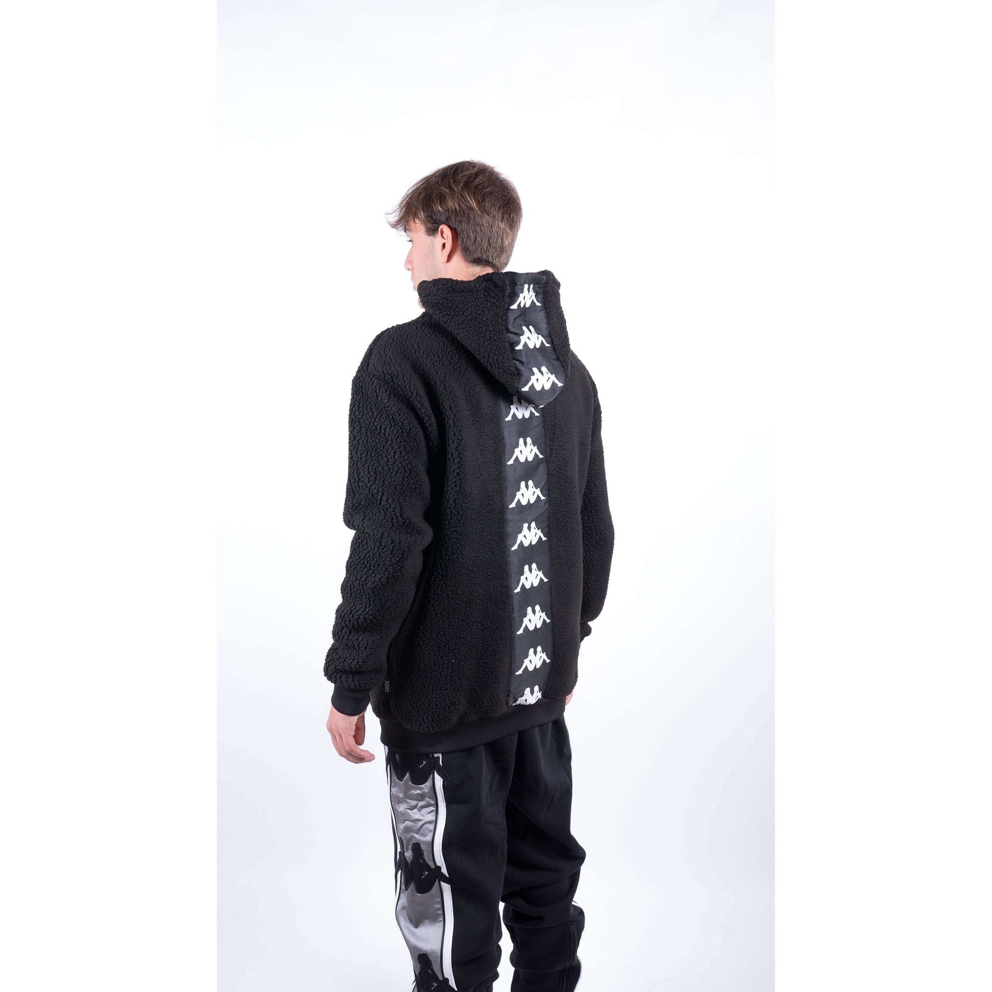 Kappa Uomo Felpa Manica Lunga Con Cappuccio Hooded Sweatshirt Banda10 Baisto Black
