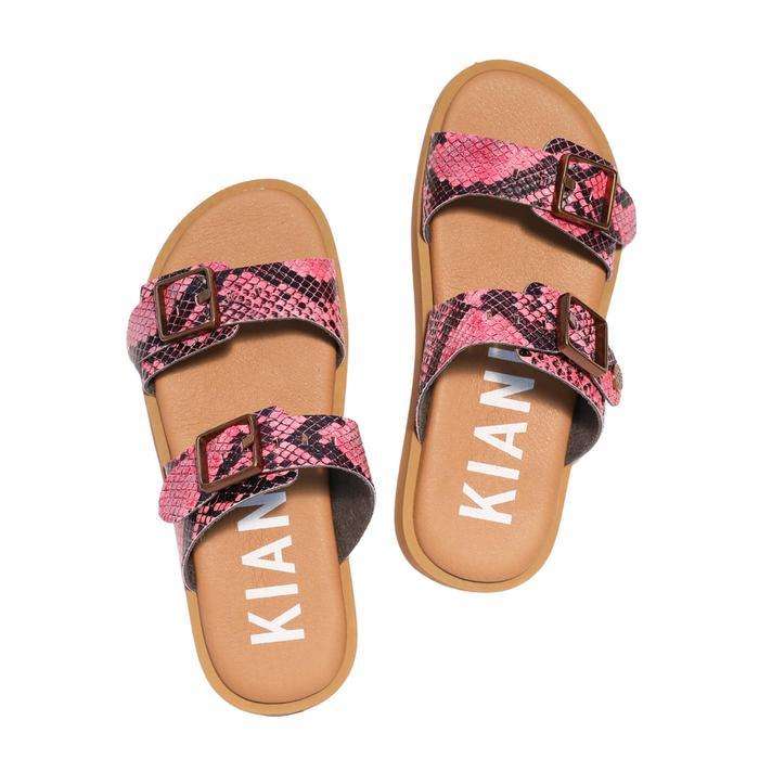 KIANID DONNA SANDALO Polignano Flat Caramel Snake