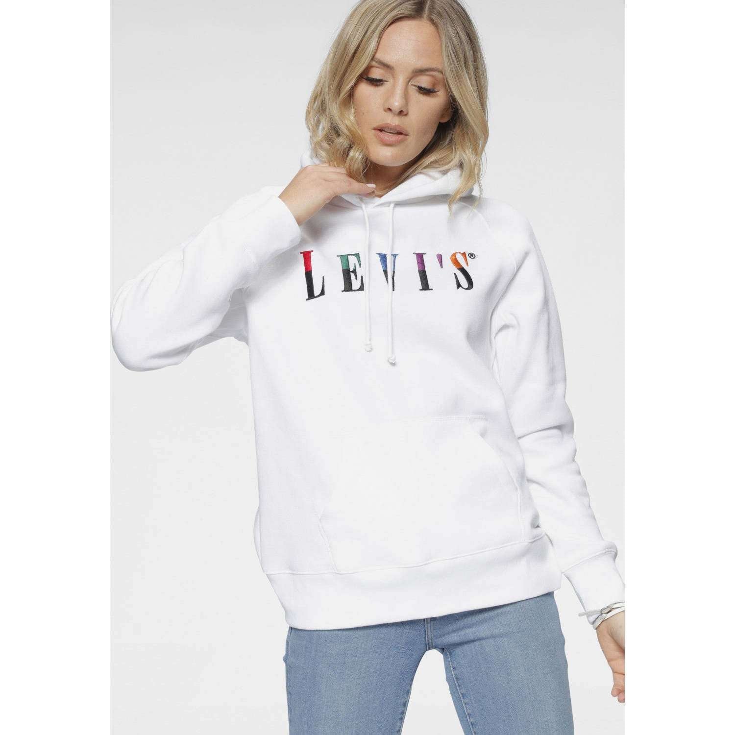 Levi's Donna Felpa Manica Lunga Sweatshirt Stampa Color White