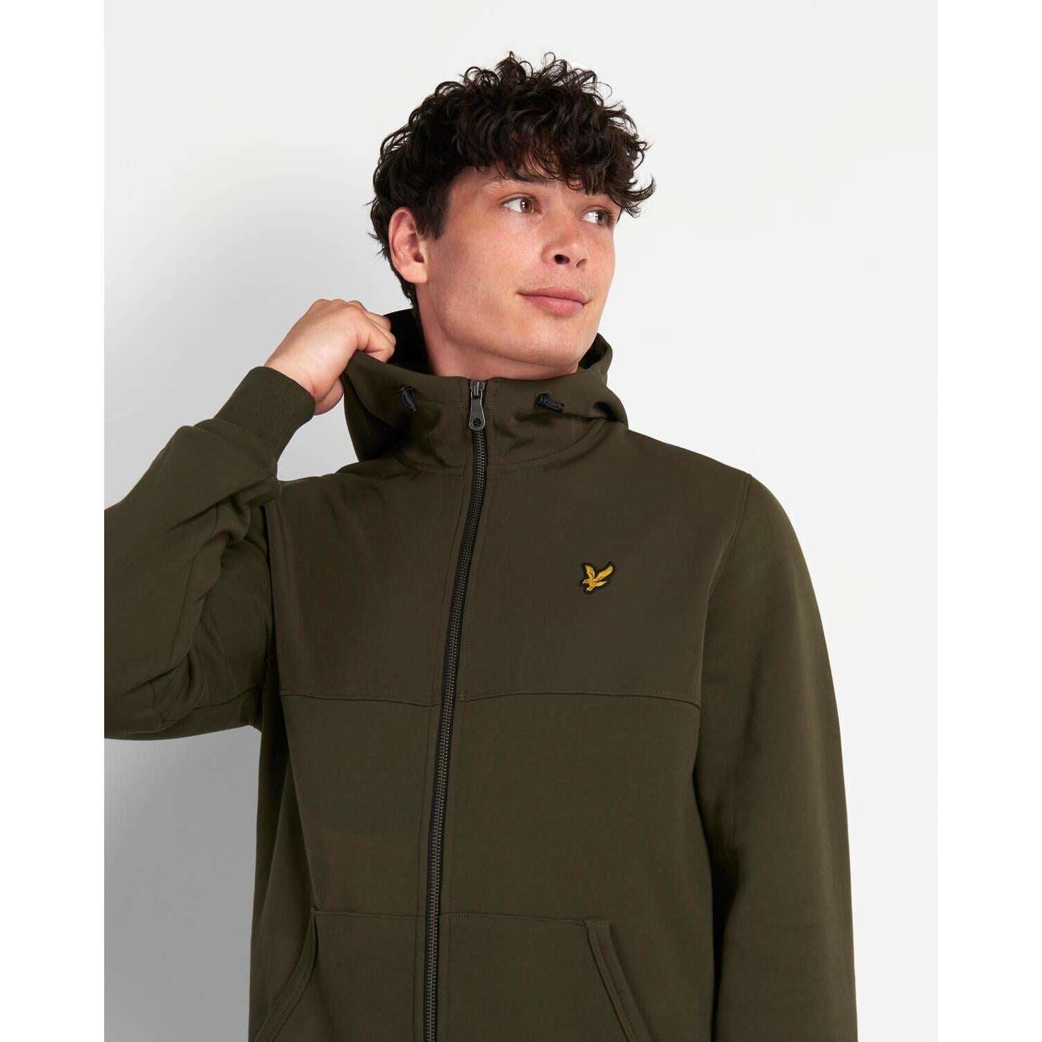Lyle & Scott Uomo Felpa Manica Lunga Con Cappuccio Hooded Sweatshirt Patchwork Green