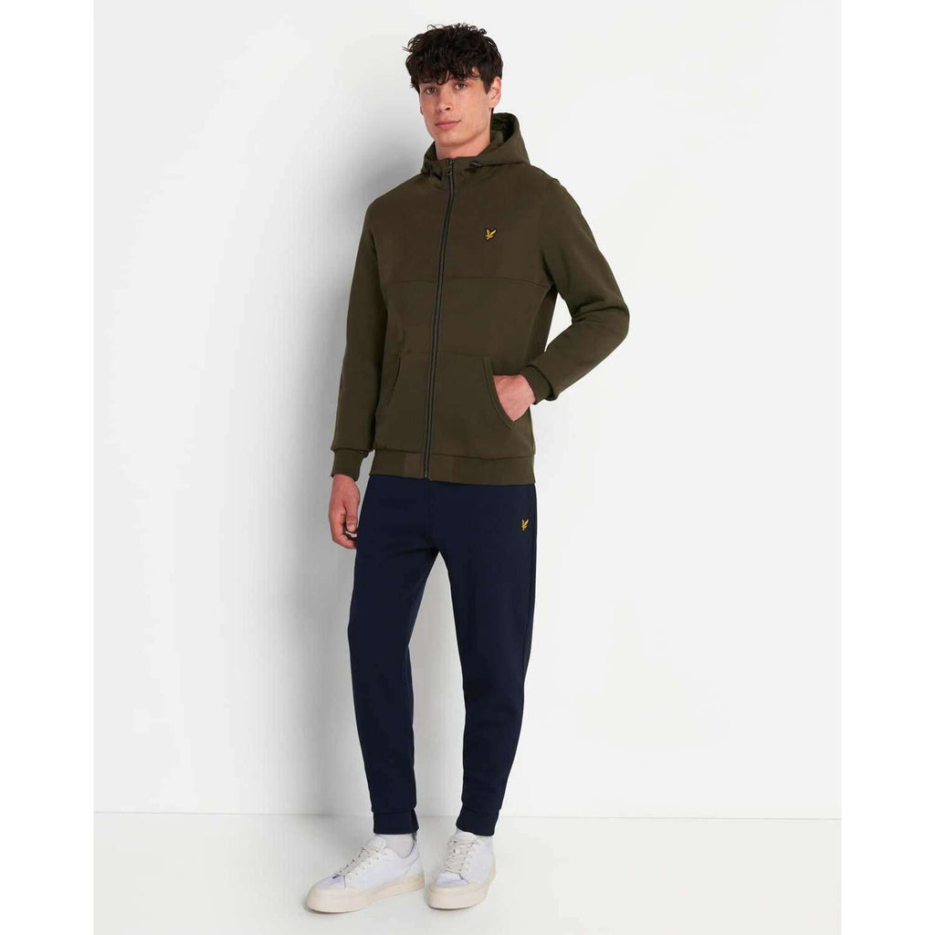 Lyle & Scott Uomo Felpa Manica Lunga Con Cappuccio Hooded Sweatshirt Patchwork Green