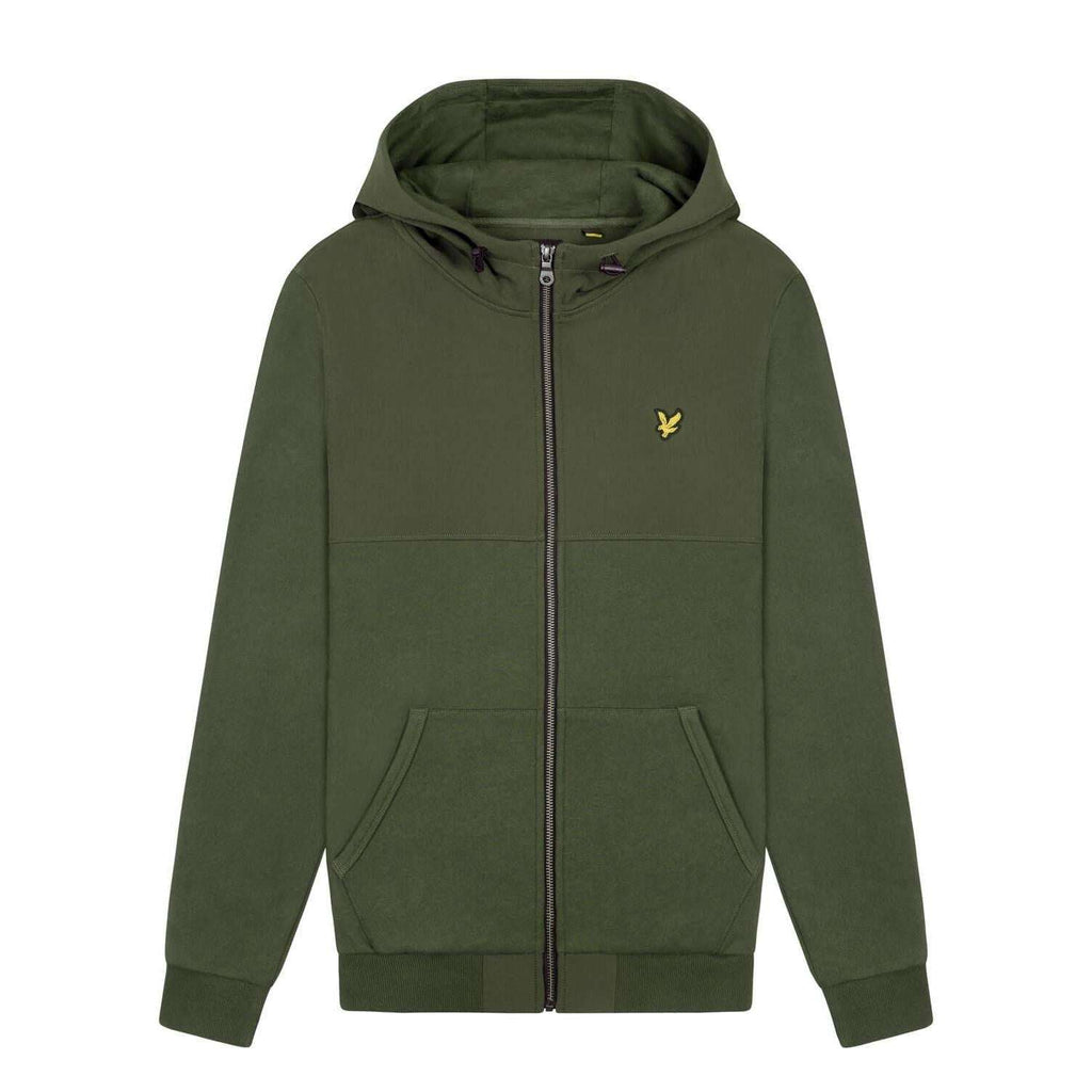 Lyle & Scott Uomo Felpa Manica Lunga Con Cappuccio Hooded Sweatshirt Patchwork Green