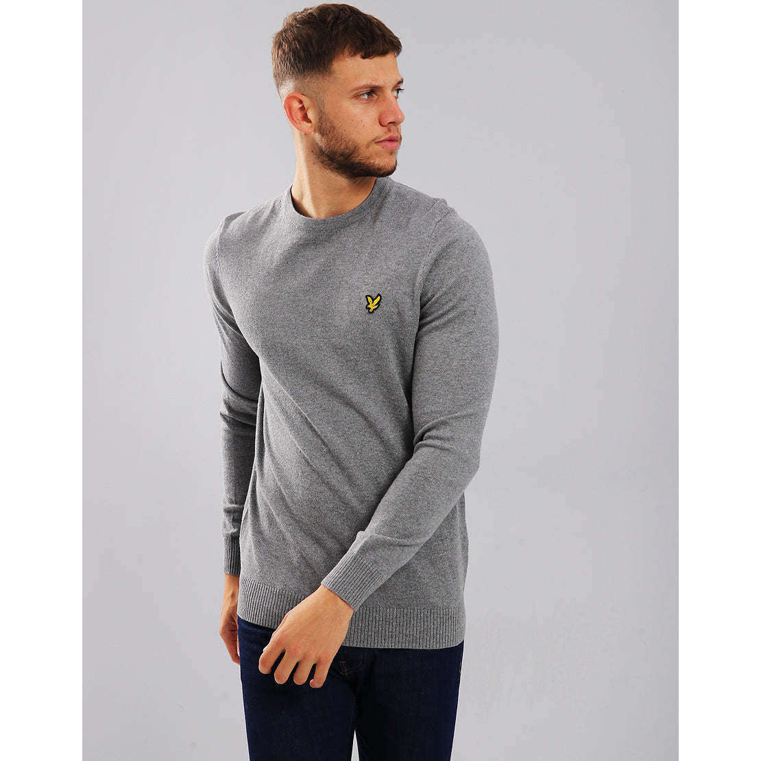 Lyle & Scott Uomo Maglia Pullover Manica Lunga Crew Neck Grey
