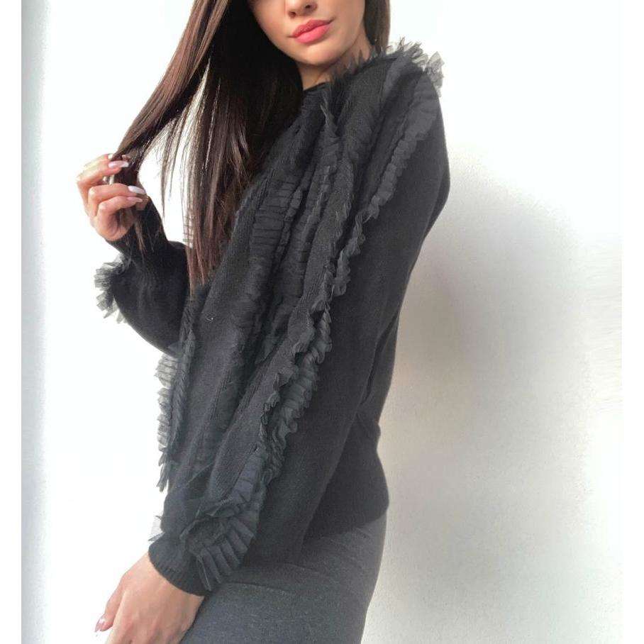 Molly Bracken Donna Maglia Con Rouches Knitwear Sweater Black