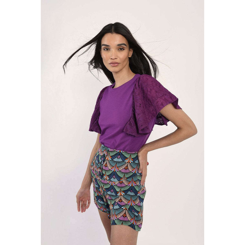 Molly Bracken Donna T-shirt Viola Maniche in pizzo EF1541BP