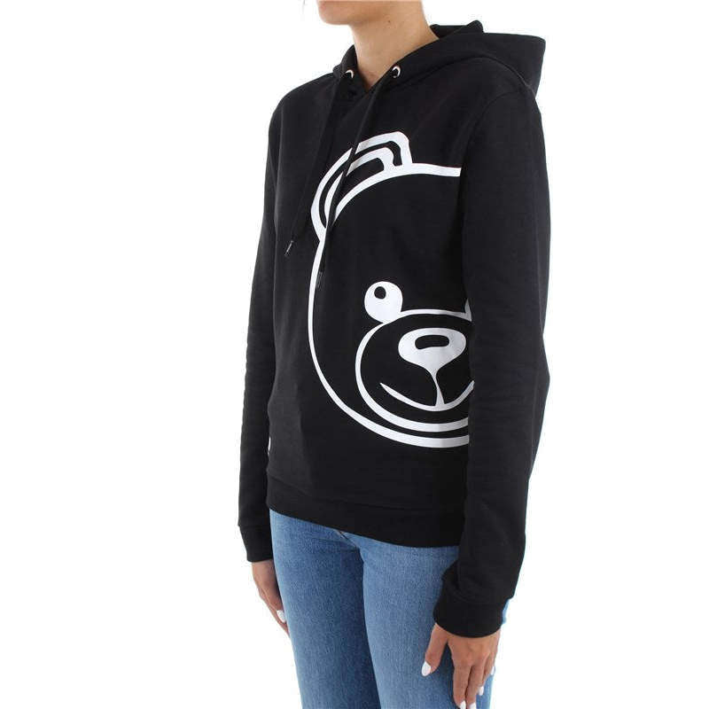 Moschino Donna Felpa Manica Lunga Stampa Bear Black&White