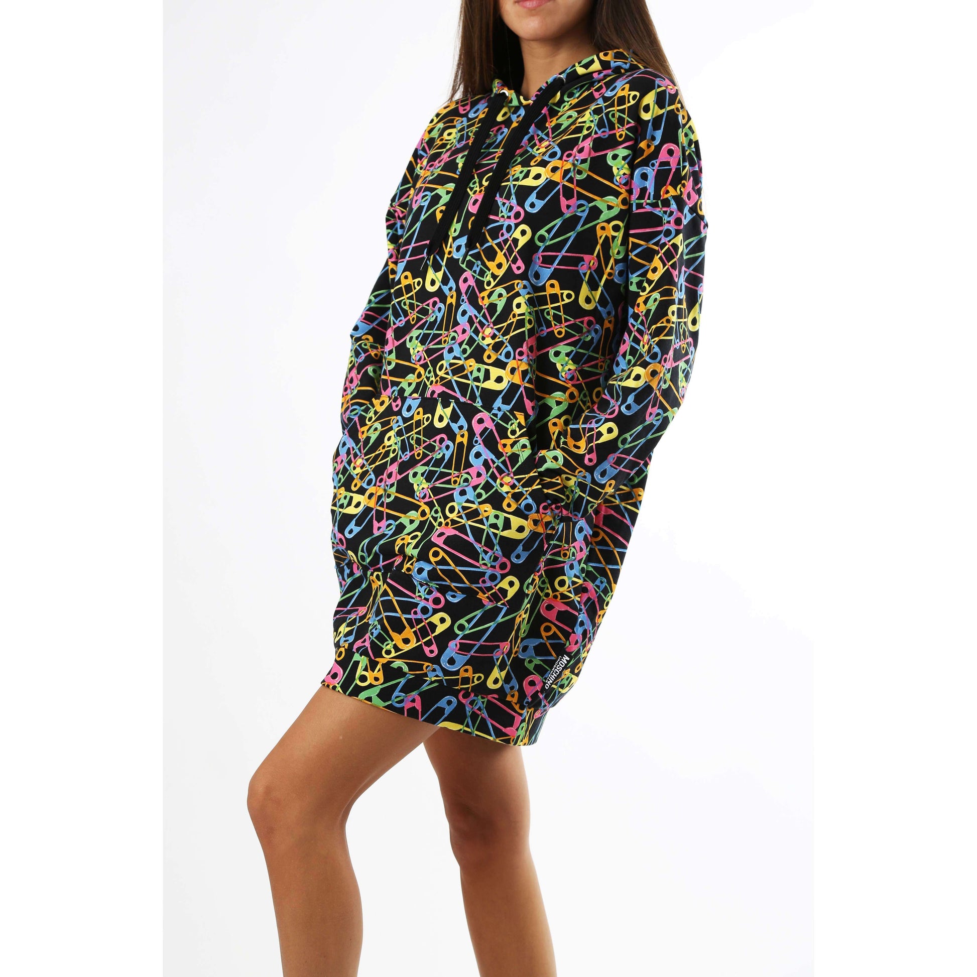 Moschino Donna Felpa Vestito Manica Lunga Stampa Multicolor