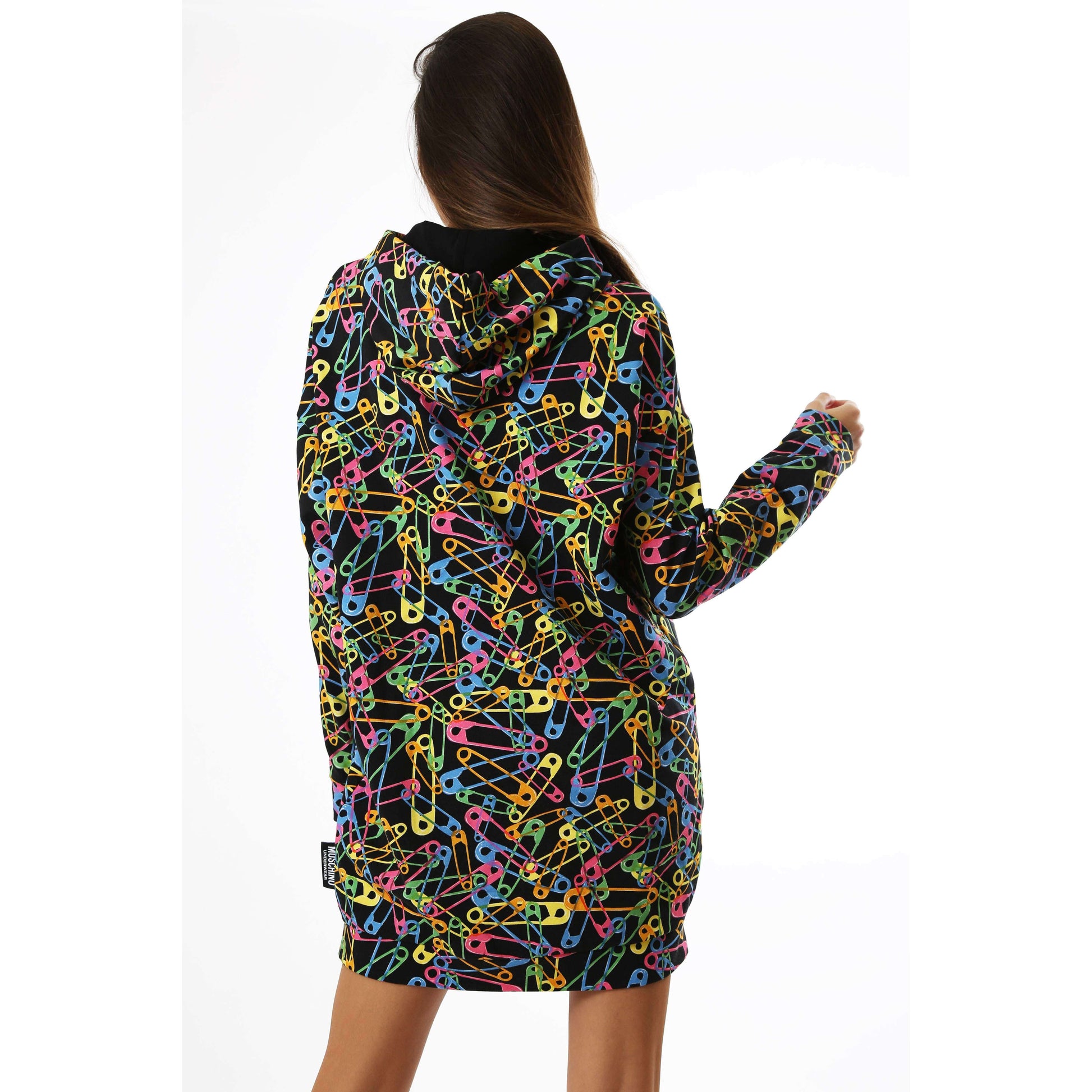 Moschino Donna Felpa Vestito Manica Lunga Stampa Multicolor