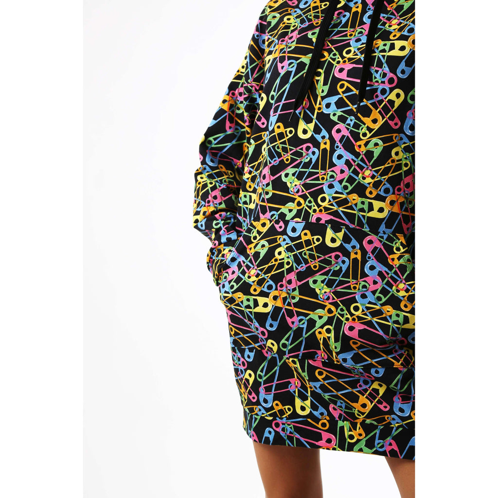 Moschino Donna Felpa Vestito Manica Lunga Stampa Multicolor