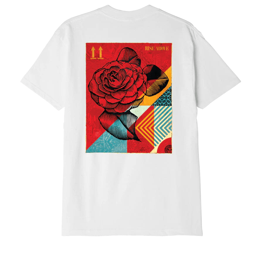 Obey Uomo T-shirt Rise Above Rose Bianca 22UC0000112