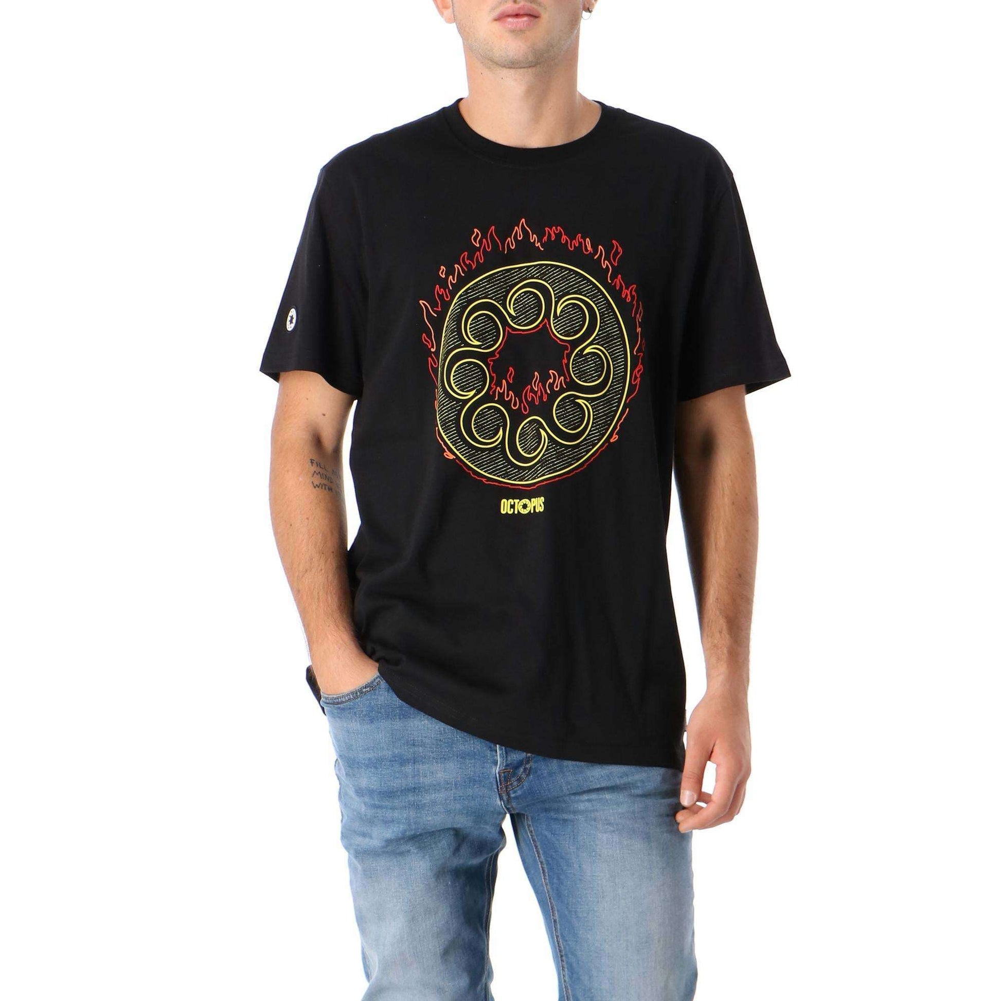 Octopus Uomo T-Shirt Manica Corta More Fire Black