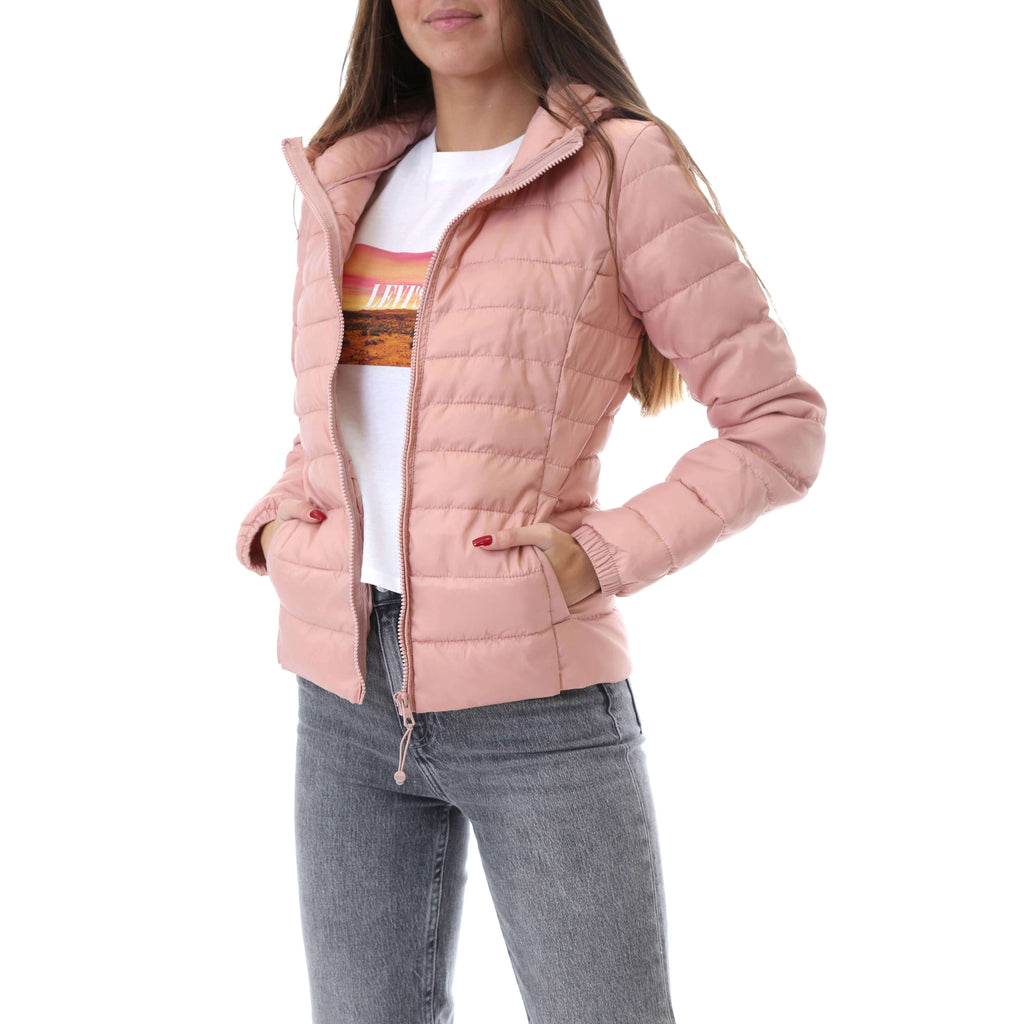 Only Donna Giubbotto Imbottito Bomber Tahoe Hood Pink
