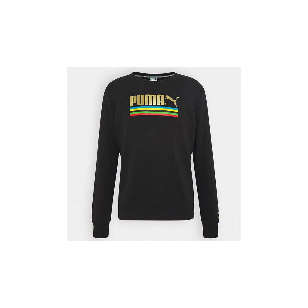 Puma Uomo Felpa Girocollo Sweatshirt Manica Lunga Stampa Gold Multicolor Black