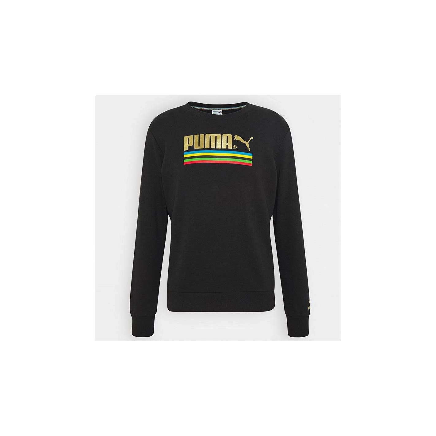 Puma Uomo Felpa Girocollo Sweatshirt Manica Lunga Stampa Gold Multicolor Black