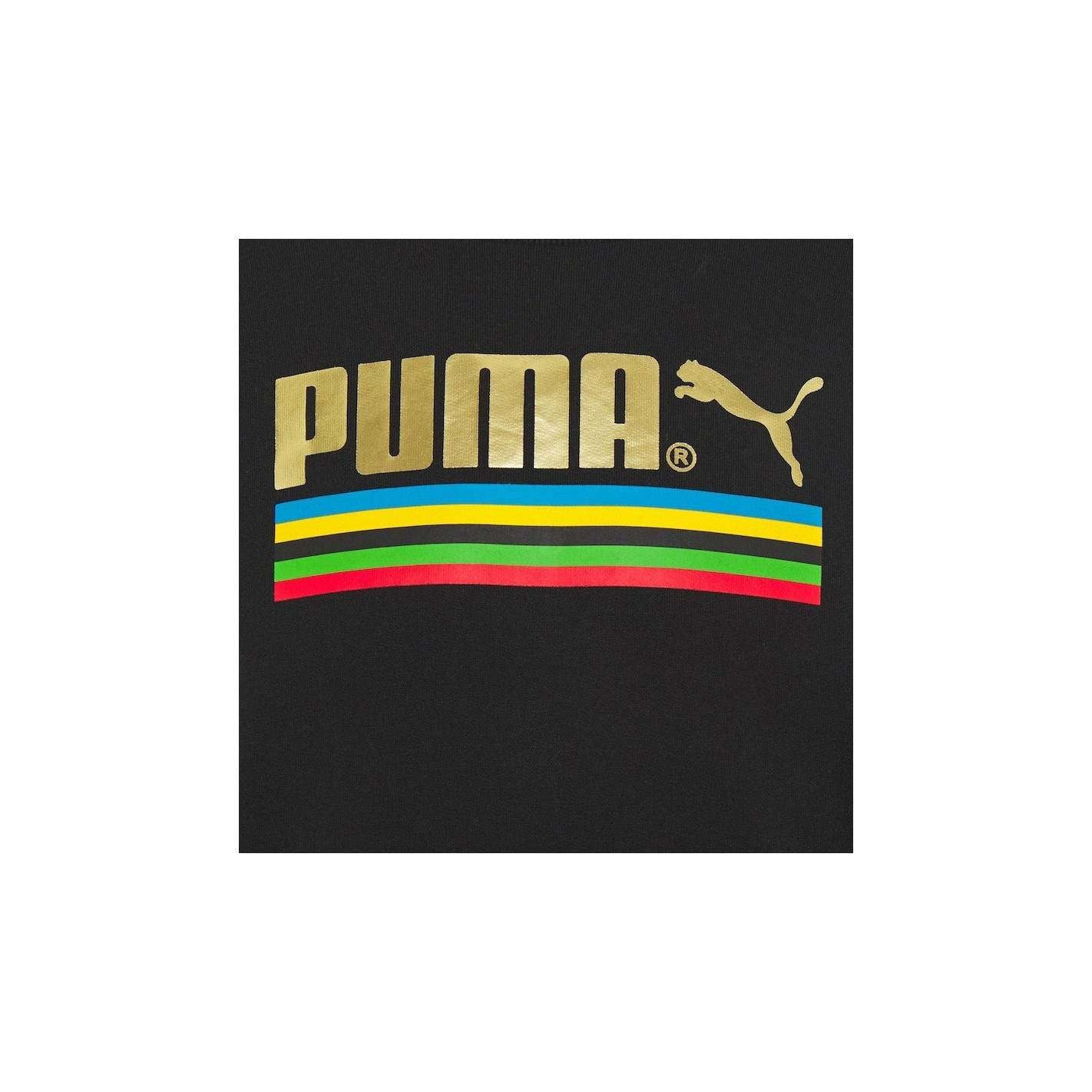Puma Uomo Felpa Girocollo Sweatshirt Manica Lunga Stampa Gold Multicolor Black