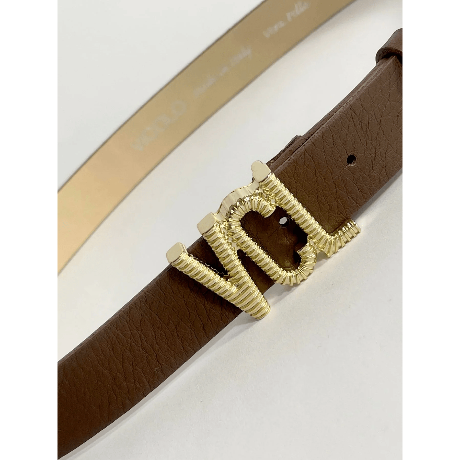 Vicolo Donna Cintura Marrone Fibia Dorata AE0007 – LOUNGE SHOP