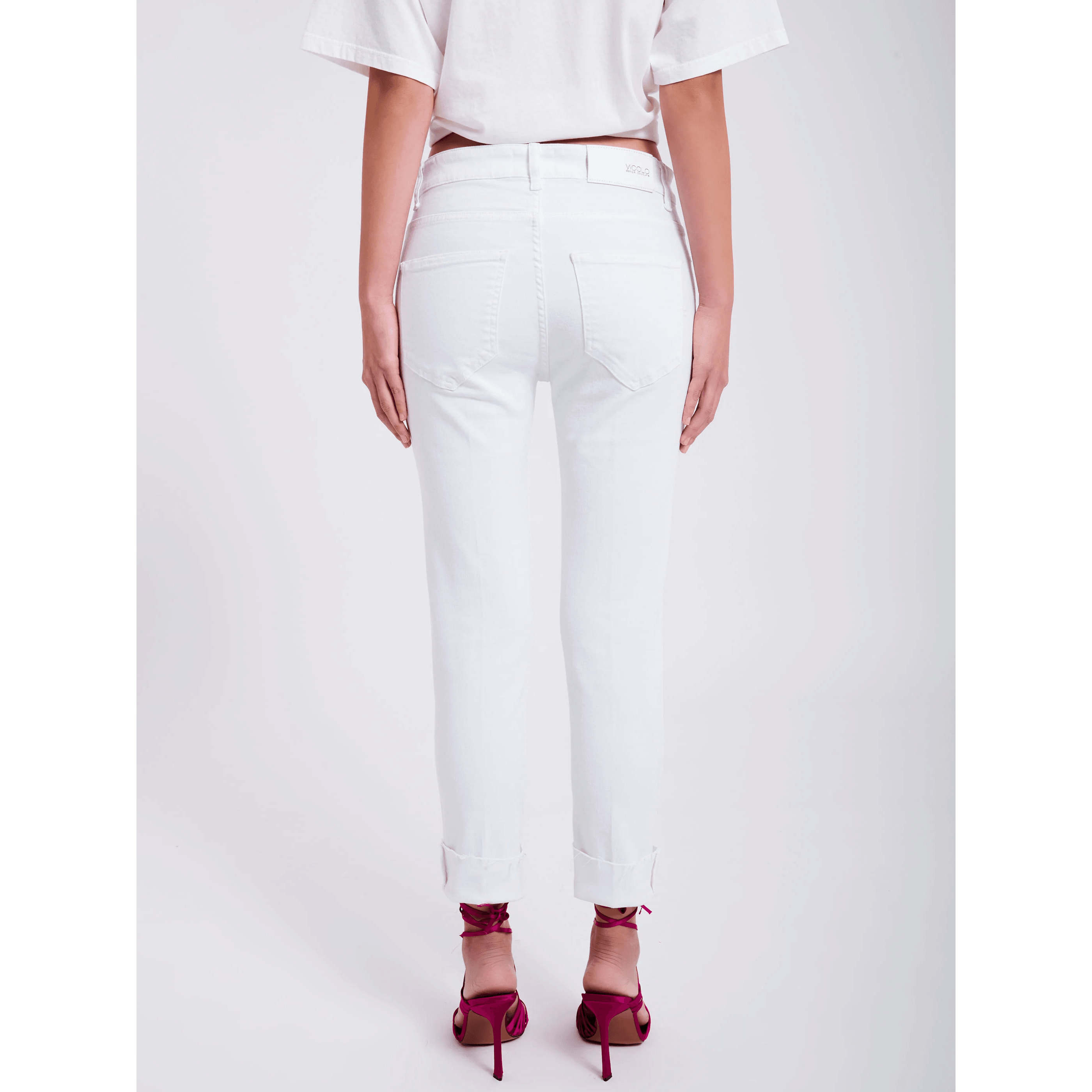 Vicolo Donna Pantalone Jeans Bianco Icon Daisy DE5106