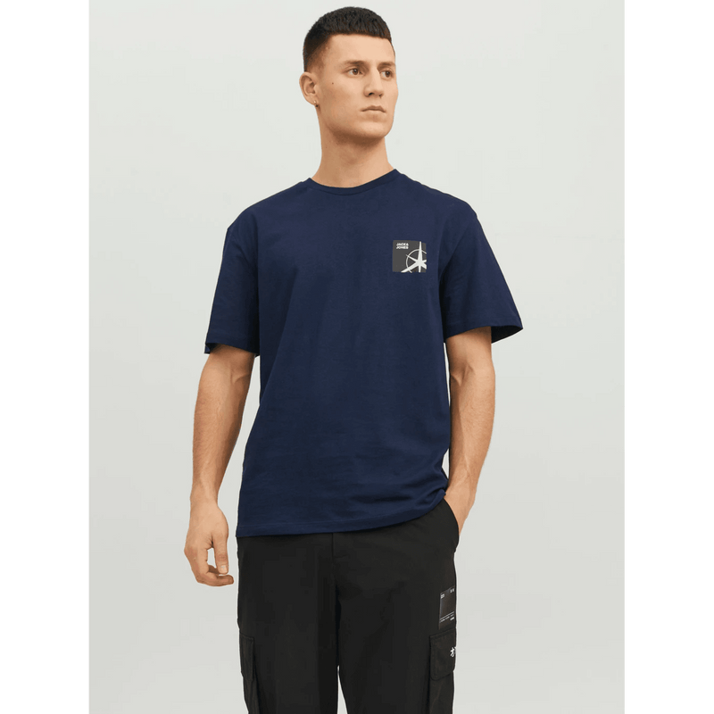 Jack & Jones Uomo T-shirt Filo Blu Navy 1222988