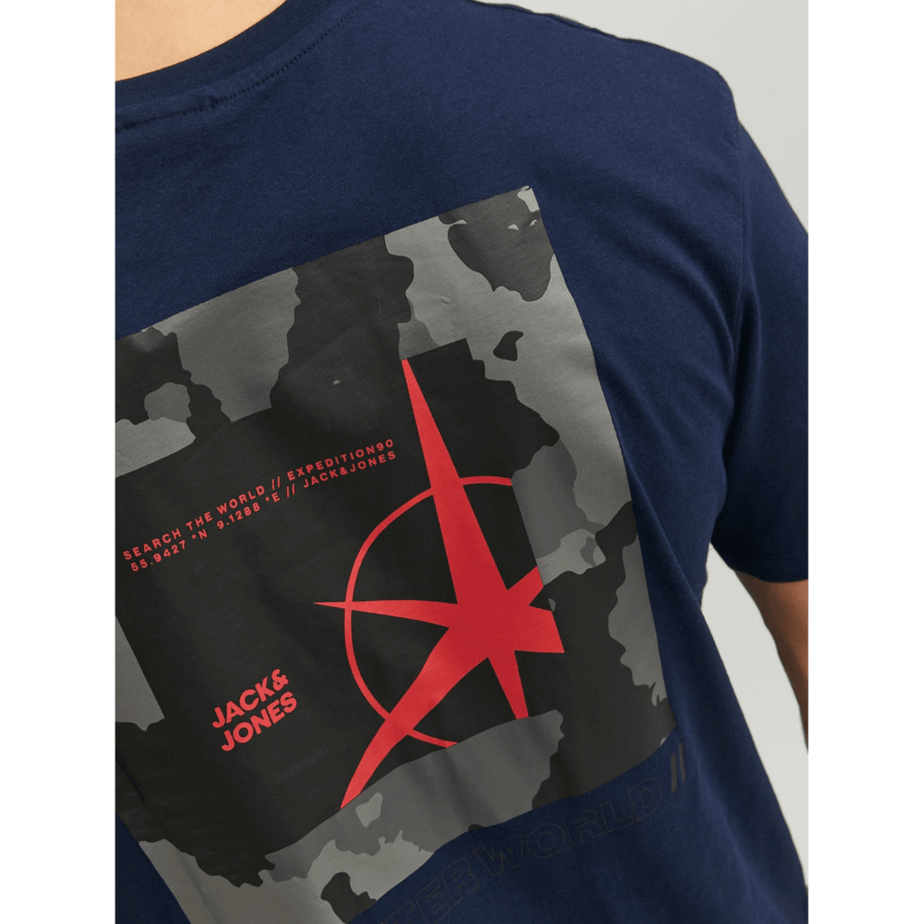 Jack & Jones Uomo T-shirt Filo Blu Navy 1222988